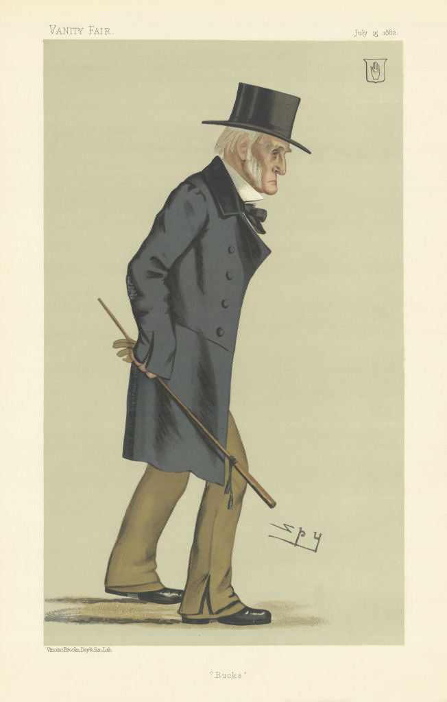 VANITY FAIR SPY CARTOON Sir Harry Verney 'Bucks' Bucks 1882 old antique print